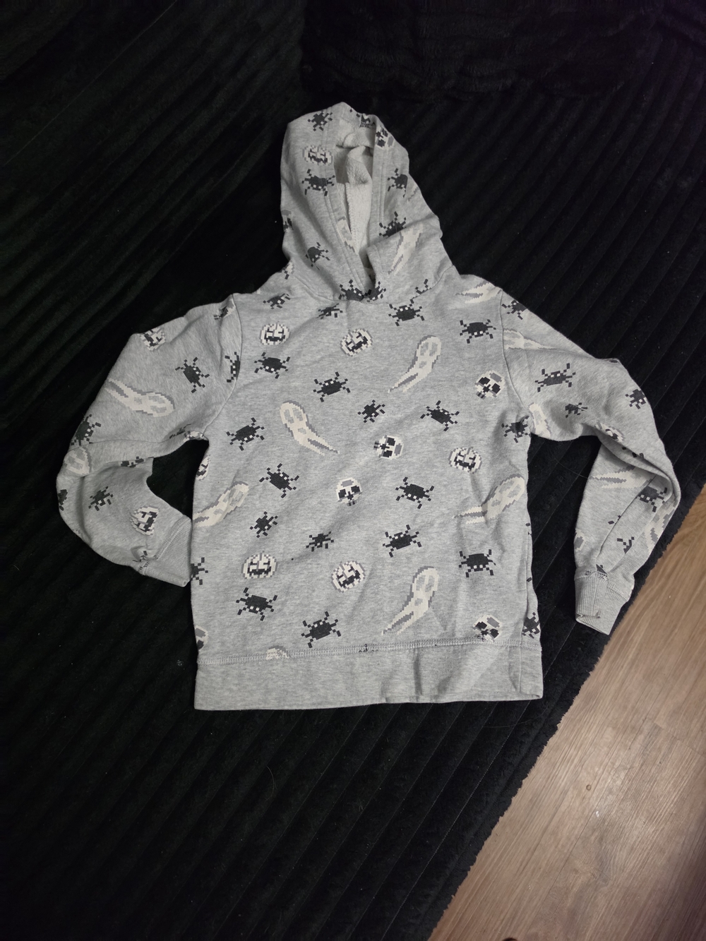 H&M Gray Kids Hoodie with Skull & Ghost Print